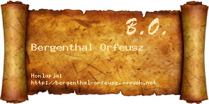 Bergenthal Orfeusz névjegykártya